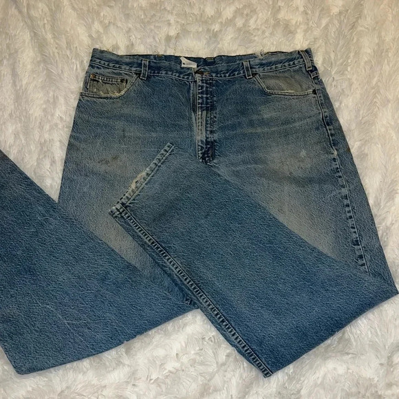 Carhartt Mens Jeans size 42 x 34 Light Wash Work Pants Vintage - Picture 4 of 9